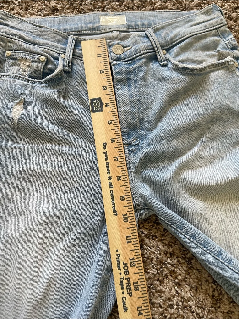 MOTHER The Weekender Fray Action Shot Jeans Women's 27 Light Wash Distressed USA - Picture 6 of 16